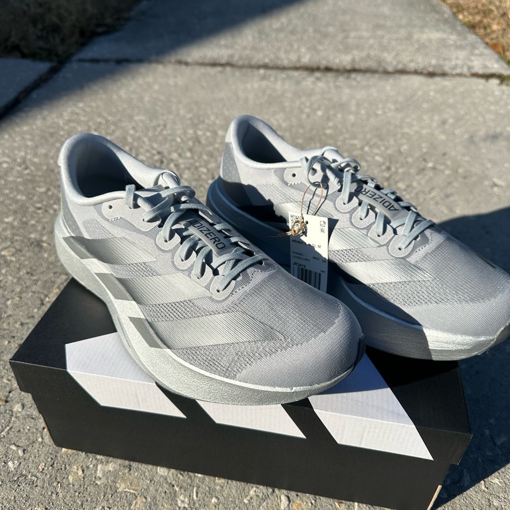 Adidas Men's Adizero EVO SL Running Shoes Silver Metallic Multiple Sizes Read - Picture 5 of 11